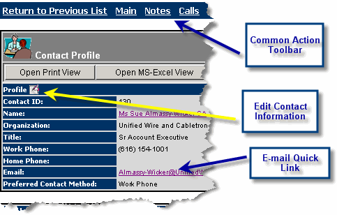 Web Report - Contact Profile
